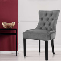 Artiss Dining Chairs Set of 2 Velvet French Provincial Grey