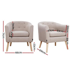 Artiss Armchair Tub Chair Beige Adora