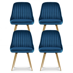 Artiss Dining Chairs Set of 4 Velvet Channel Tufted Blue