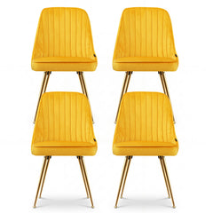Dining Chairs Set of 4 Velvet Channel Tufted Yellow