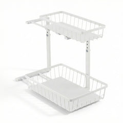 Artiss Under Sink Organizer Storage with 2 Slide Out Drawers 5 Adjustable Height Bathroom Kitchen Cabinet
