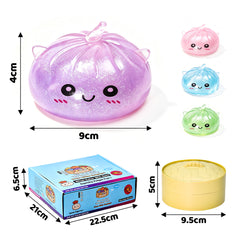 4 Pack Unicorn Squishy Fidget Toy 10cm Glitter Sensory TPR Stress Ball Dumpling Mystery Box for Adults and Teens Party Holiday Birthday Gifts Multi Colour
