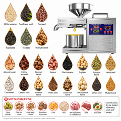 Intelligent Automatic 820W Oil Press Machine Oil Extraction Stainless Steel Oil Expeller Hot and Warm