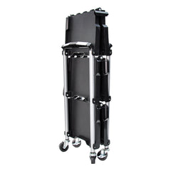 3 Tier Folding Cart Heavy Duty Serving Trolley 130Kg Load Capacity with 360 Swivel Lockable Wheels Efficient Storage and Transportation 67.5x42.5x74.5cm
