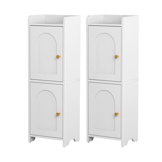 Artiss 2x Bathroom Storage Cabinet 2-Tier Slim Toilet Organizer Adjustable White