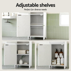 Artiss 2x Bathroom Storage Cabinet 2-Tier Slim Toilet Organizer Adjustable White