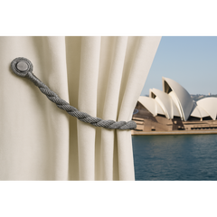 Magnetic weaved rope tieback Grey