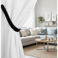 Black rustique braided magnetic tieback