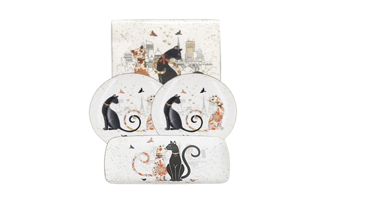 Cat Couple Embossed Entertaining Set
