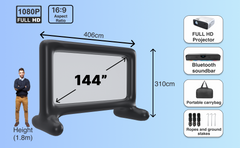 Laser Outdoor Cinema: Full HD Projector, 144" Screen & Soundbar