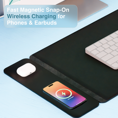 Laser Wireless Charging Desk Mat Black