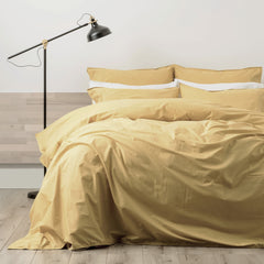 Lorimer 300TC Stone Washed Mustard Quilt Cover Set by Renee Taylor King