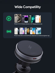 Aukey MagFusion Dash Pro Qi2 Magnetic Fast Wireless Charging Phone Mount with Active Cooling (HD-MC13A)