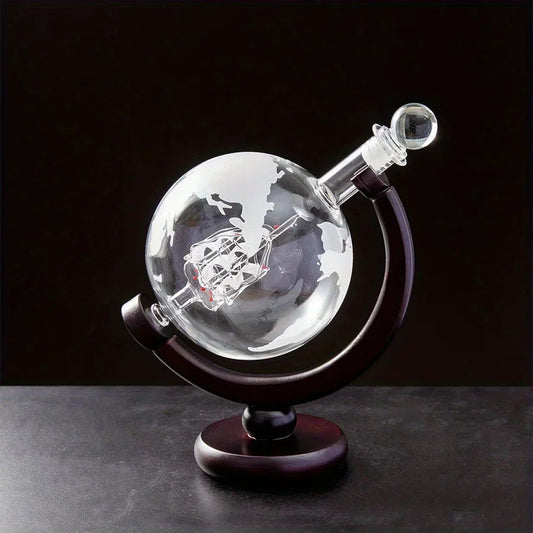Globe Whiskey Decanter Set Lead-Free Glass Carafe
