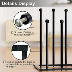 Black Metal Shoe Rack Organizer for Entryway