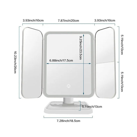 Trifold LED Makeup Mirror Beauty Lights