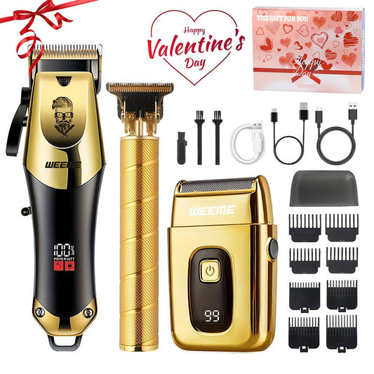 Golden Hair Clipper Razor Trimmer Set for Men