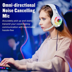 Gaming Headset with Mic, LED Light & Surround Bass