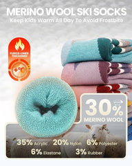 OutdoorMaster Merino Wool Ski Socks for Kids Boys & Girls Thermal Winter Warm Snowboarding Cold Weather-3 pack,Medium