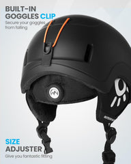 OutdoorMaster Children's Ski Helmet, Snowboard Helmet for Boys & Girls, Robust PC Shell & EPS Foam, 12 Ventilation Holes, Adjustable Snow Sports Helmet, Certified Snow Sports and Snowboard Matte Black,48-52cm X-Small