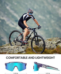OutdoorMaster Hawk II Polarized Sports Sunglasses for Men Women, TAC 100% UV400 Protection TR90 Frame Cycling Sunglasses, Baseball Running Fishing Golf Glasses-Blue Frame+revo Blue Cat.3,Adult