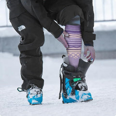 OutdoorMaster Ski Socks 2-Pack Merino Wool, Over The Calf Non-Slip Cuff for Men & Women-Purple Pink,Medium