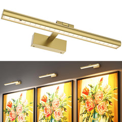 Wireless Picture Lights for Wall, Battery Operated Wall Light for Painting Rechargeable CCT Rotatable Art Gallery Light with Remote Dimmable Timer for Artwork Frame Display Dartboard (Gold, 16inch)