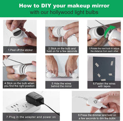 Hollywood Mirror Lights Makeup Vanity Lights, LED Vanity Mirror Lights Kit for Dressing Table, Dimmable and Adapter Plug in, Mirror Not Included (16 Bulbs Natural White)
