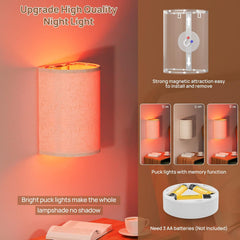Battery Operated Wall Lights, 2 Pack Boho Decor with Remote Control, RGB Color Rustic Wall Sconces, Fabric Linen Shade Lighting