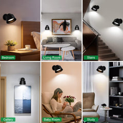 Night Light Wireless Wall Light Indoor LED 2 Pack,Battery Operated Wall Lights Rechargeable Lamp with Remote,Touch Lamp Dimmable Wall Sconces Bedside Lamp for Bedroom Livingroom (Black, 2Pack) [Energy Class E]