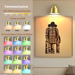 AIBOO Night Light Wireless Wall Light Indoor LED 2 Pack,Battery Operated Wall Lights Rechargeable Lamp with Remote,Touch Lamp Dimmable Wall Sconces Bedside Lamp for Bedroom Livingroom (Gold, 2Pack) [Energy Class E]