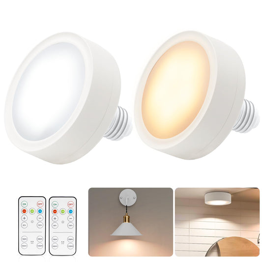 LED Battery Operated Lamps for Indoor Wall Light, E27, Remote Control and Touch Control CCT with E27 and Iron Piece for Living Room, Bedroom, Staircase, Hallway, Wireless Wall Light, Pack of 2