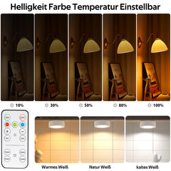 LED Battery Operated Lamps for Indoor Wall Light, E27, Remote Control and Touch Control CCT with E27 and Iron Piece for Living Room, Bedroom, Staircase, Hallway, Wireless Wall Light, Pack of 2