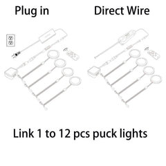 Linkable Under Cabinet LED Lighting 12V Dimmable Puck Lights with Wireless RF Remote Control, Hardwired & AU Wall Plug in for Counter Lighting(6 Lights, Natural White)