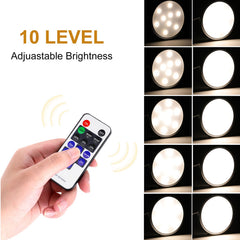 Linkable Under Cabinet LED Lighting 12V Dimmable Puck Lights with Wireless RF Remote Control, Hardwired & AU Wall Plug in for Furniture Cupboard Lighting(10 Lights, Natural White 4000K)