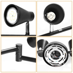 Flexible Track Lighting Fixture, Foldable Ceiling Spot Light with Adjustable 8 Light Heads, GU10 Track Light Kit for Kitchen Bedroom Living Room Matte Black (Bulbs Not Included)