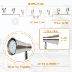 LED 8 Light Track Lighting Fixture Flexible, Adjustable Ceiling Spot Light with GU10 Track Light Head, Accent Lighting Foldable Swing Arm Brushed Nickel(Bulbs Not Included)