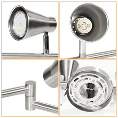 LED 8 Light Track Lighting Fixture Flexible, Adjustable Ceiling Spot Light with GU10 Track Light Head, Accent Lighting Foldable Swing Arm Brushed Nickel(Bulbs Not Included)
