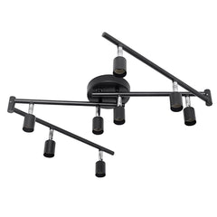 Black Track Lighting Fixture Ceiling, LED Flexible Track Lights with Swing Arm, 8-Light Directional Black Flush Mount Ceiling Spotlight for Kitchen, Living Room (GU10 Bulbs NOT Included)