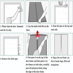 Extra Durable Magnetic Fly Screen Door Anti Mosquito Screen Mesh Curtain Grey-150x240cm