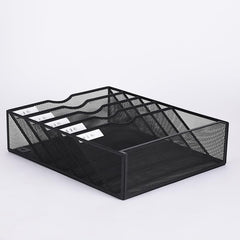 6 Tier Desktop File Organiser, Wall Mount Magazine Rack, Mesh Desk Organizer, Vertical Hanging Document Tray for Stationery, Mail, Paper and Letter Envelope, Book Holder