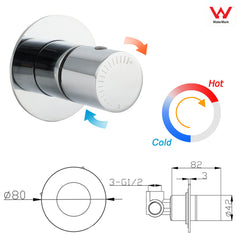 Chrome Bath Control Shower Mixer Brass Round Wall Mounted Hot Cold Water Valve