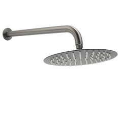 WELS Gun Metal Round 10" Rain Shower Head 400mm Straight Wall Mounted Arm Bath Set