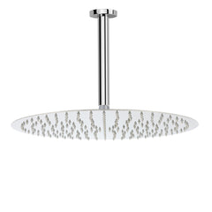 WELS Chrome Large 16" Round Rain Shower Head 300mm Ceiling Dropper Extension Arm Set