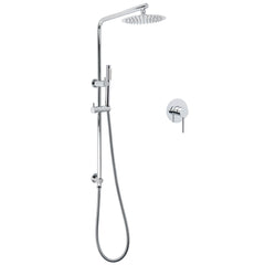 WELS Bathroom Round 8" Rain Shower Head Single Mode Brass Handheld Spray Rail Arm Set Mixer