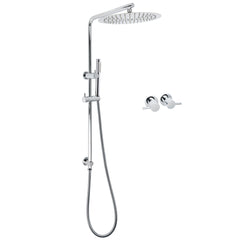 WELS 12" Rainfall + Brass Handheld Twin Shower Heads Rail Diverter Arm Round Taps Set