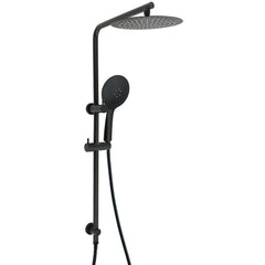 Matt Black Twin Shower Head 3 Modes Handheld 2in1 Wall Rail Arm Round 10 Inch