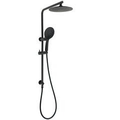 Matt Black Round 9" Rainfall Head Handheld Sliding Rail Wall Arm Dual Shower Set