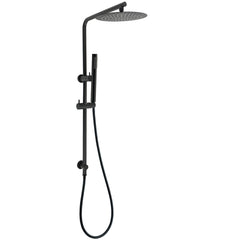 Matt Black Round 250mm Rain Shower Head Brass Handheld Slide Rail Riser Arm Set