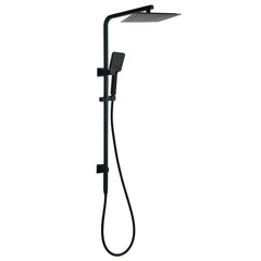 Matt Black Dual Shower Square 10" Rain Head 3 Modes Handheld Silde Rail Arm Set